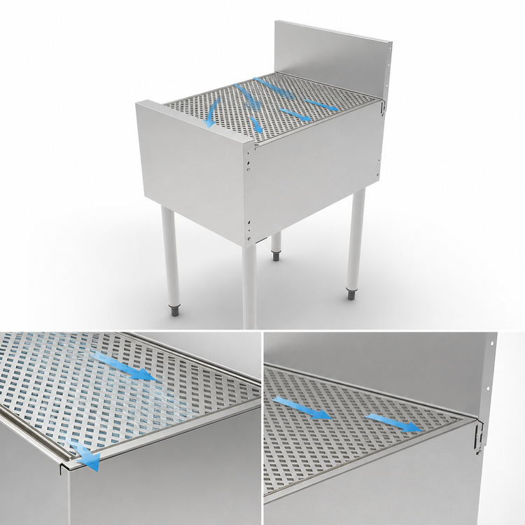 Product image #4 for Top Shelf TSF Series 21 Inch x 24 Inch Stainless Steel Underbar Drainboard with Backsplash