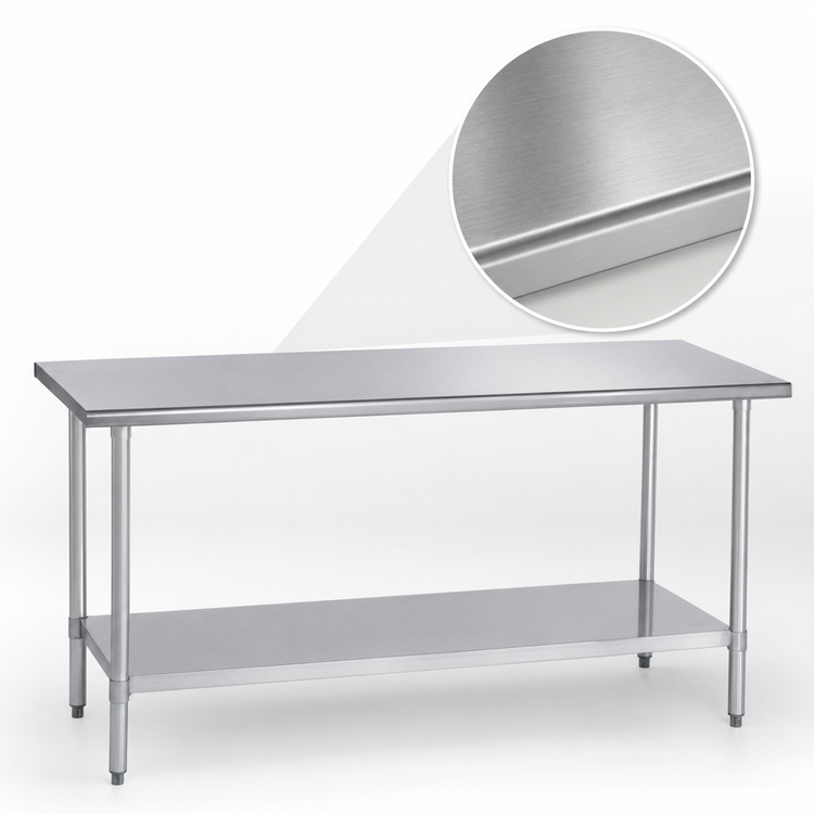 Product image #3 for Duke 60-Inch Stainless Steel Work Table with Undershelf, 24-Inch Deep, Flat Top