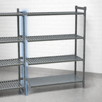 Thumbnail image #3 for Cambro Camshelving® Basics Plus CBA214872VS4580 4-Tier Vented & Solid Add-On Polymer Shelving Unit, 21"D x 48"W x 72"H, Brushed Graphite