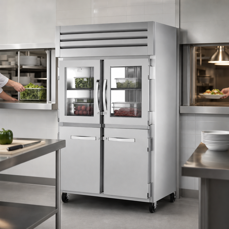 Product image #3 for True SPEC SERIES Two-Section Pass-Thru Combination Refrigerator with Half Glass Front Doors and Glass Rear Doors