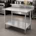 Thumbnail image #3 for Advance Tabco Special Value Series 30-Inch Square Stainless Steel Work Table with 5-Inch Backsplash and Adjustable Undershelf