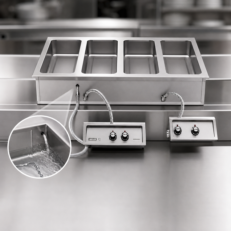 Product image #3 for Wells Top-Mount Built-In Electric Hot Well Food Warmer with Auto-Fill, 4 Full-Size Openings