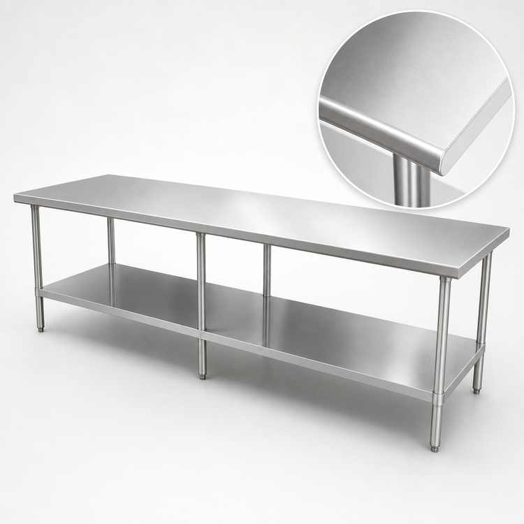 Product image #3 for 84-Inch x 18-Inch 400 Series Stainless Steel Work Table with Adjustable Undershelf