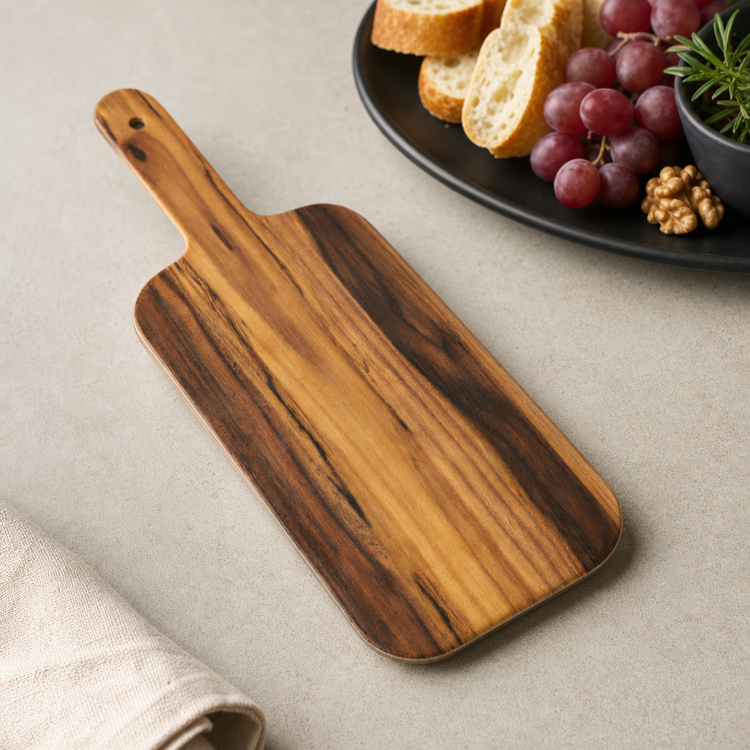 Product image #3 for American Metalcraft Naturals 12 x 6 Inch Rectangular Melamine Serving Peel with Handle, Acacia Pattern