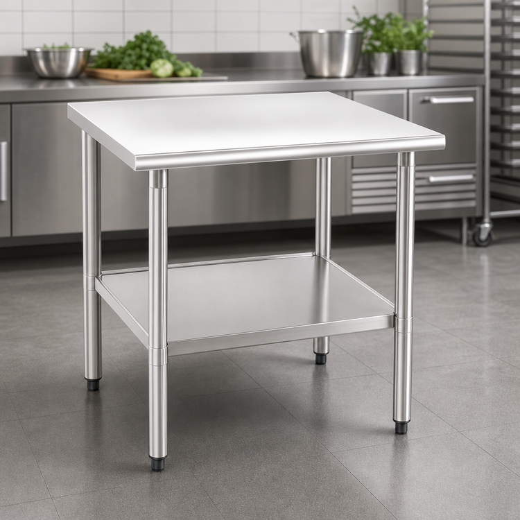 Product image #3 for Deluxe Series 72-Inch x 30-Inch 16/300 Series Stainless Steel Work Table with Adjustable Undershelf