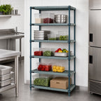 Thumbnail image #3 for Quantum WR86-2124WPM-5 5-Tier Wire Plastic Mat Shelving Unit, 24 x 21 x 86 Inches, Stationary, Green Epoxy