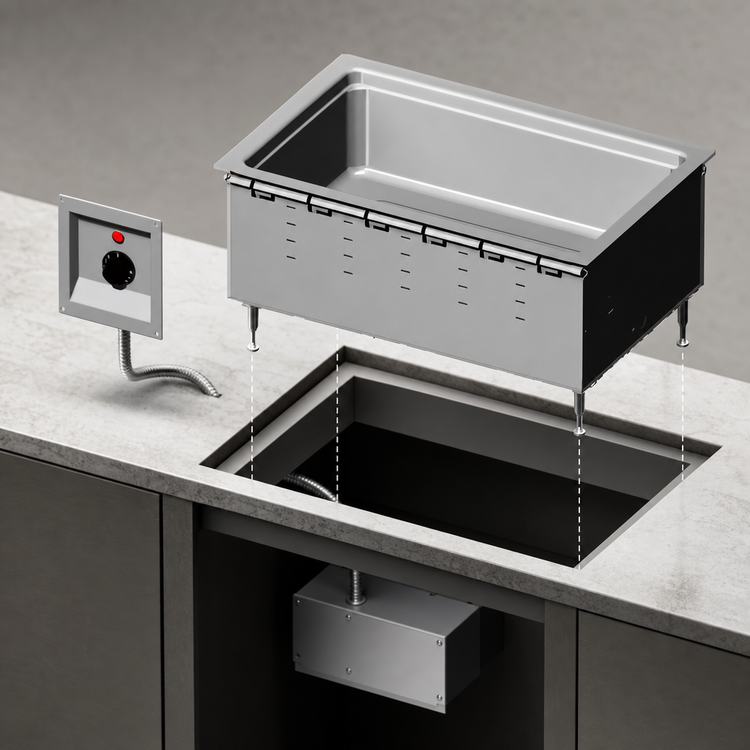 Product image #3 for Vollrath Bottom-Mount Drop-In Electric Wet Hot Food Well, 1 Full-Size Pan, 120V, 36-Inch Remote Control