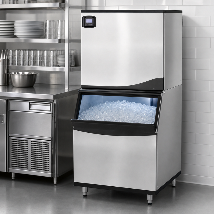 Product image #3 for Maxx Ice Intelligent Series Modular Full Dice Cube Ice Machine with 580 lb Storage Bin, Air-Cooled, 521 lb/Day