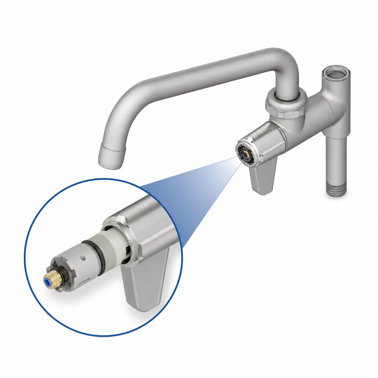 Product image #3 for T&S Brass equip Add-On Faucet with Quarter-Turn Ceramic Cartridge and 8-Inch Swing Nozzle
