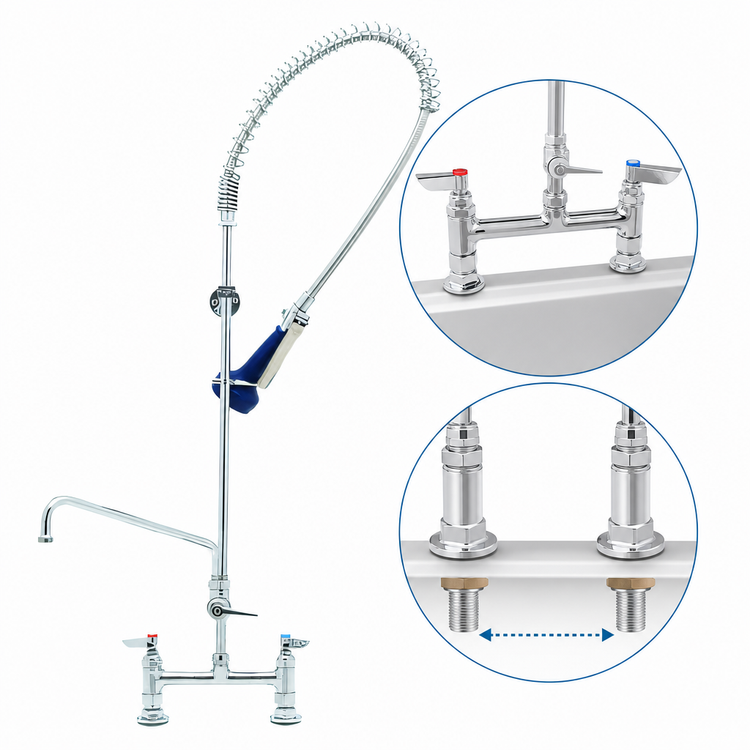 Product image #3 for T&S Brass EasyInstall Deck Mount Pre-Rinse Unit with 12 Inch Swing Spout Add-On Faucet
