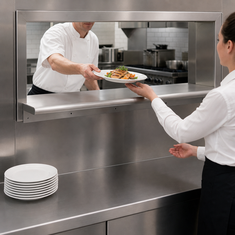 Product image #3 for BK Resources 120-Inch Wide Pass-Through Shelf, 18-Inch Deep, Stainless Steel