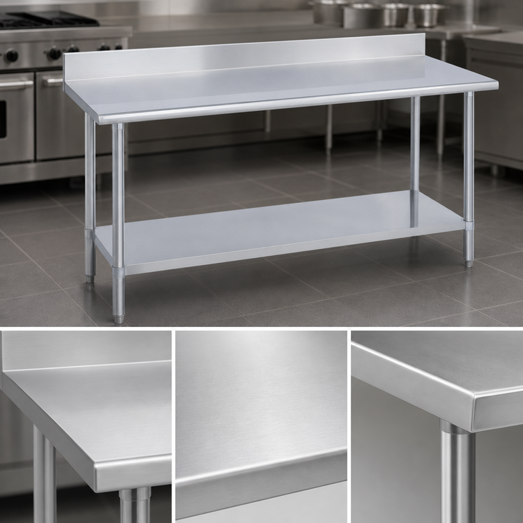 Product image #3 for Duke Standard 416 Series Stainless Steel Work Table, 72" L x 30" W, 5" Riser, Stainless Undershelf and Posts
