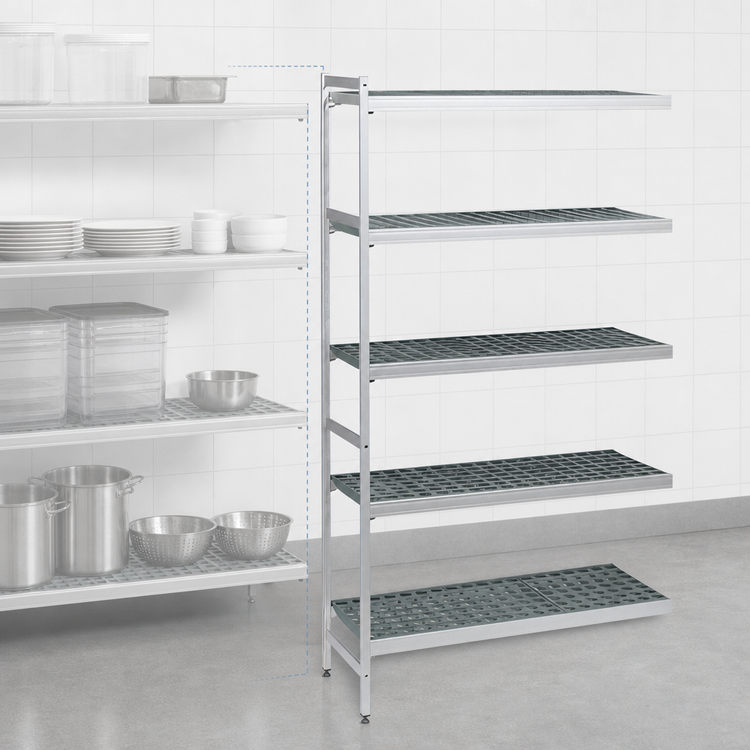 Product image #3 for Fermostock 5-Tier Modular Polymer Shelving Unit Expansion Kit, 68W x 22D x 83H, Gray