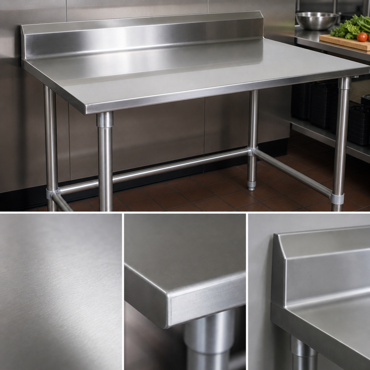 Product image #3 for John Boos Stallion 60" x 30" 16-Gauge 300-Series Stainless Steel Work Table with 5" Backsplash and Galvanized Base