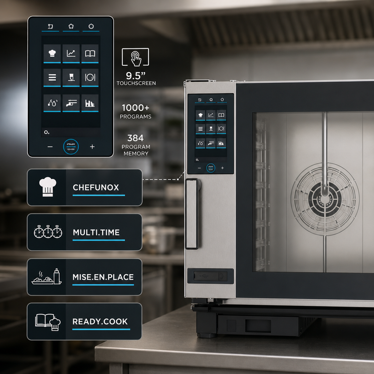 Product image #3 for UNOX ChefTop MIND.Maps Plus 5-Pan Countertop Gas Combi Oven, Left-Hand Door