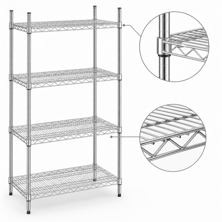 Product image #3 for Eagle Redi-Pak 4-Tier Wire Shelving Unit, 36W x 18D x 74H, Chrome Finish