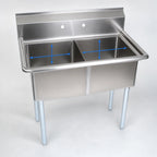 Thumbnail image #3 for John Boos E2S8-18-12-X 2-Compartment Stainless Steel Sink, 18 x 18-Inch Bowls, 12-Inch Deep, 9-3/4-Inch Backsplash, Galvanized Legs