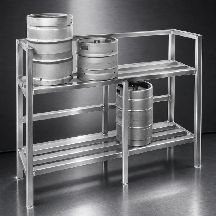 Product image #3 for All-Welded Aluminum Single-Deep Keg Storage Rack for 8 Half-Barrel Kegs