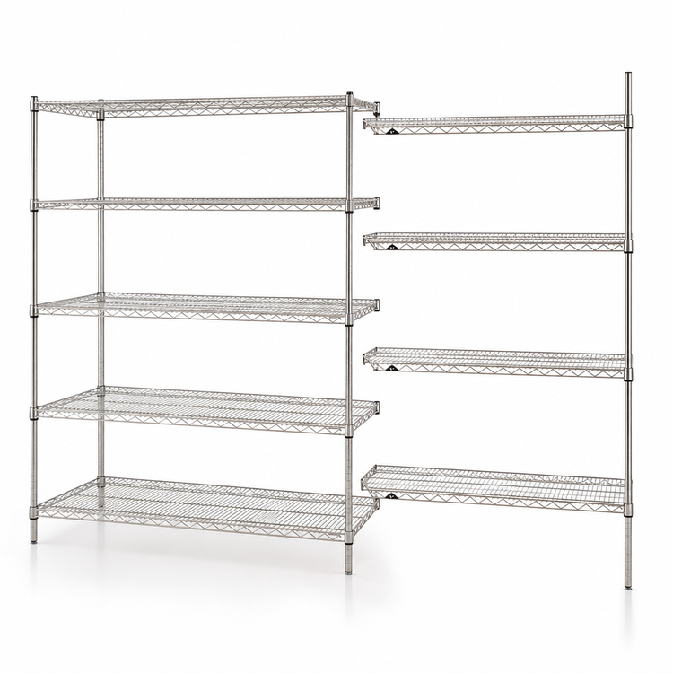 Product image #3 for Metro Super Erecta Add-On Wire Shelving Unit, 30W x 21D x 74H, 5 Shelves, Brite Finish