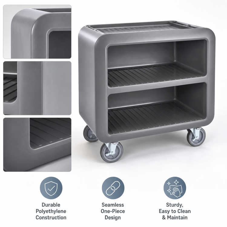 Product image #4 for Cambro Service Cart Pro Medium Bus Cart with 3 Ribbed Shelves