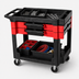 Thumbnail image #3 for Rubbermaid Commercial Black Two-Shelf Trades Cart with Parts Boxes, Bins and 5-Inch Casters