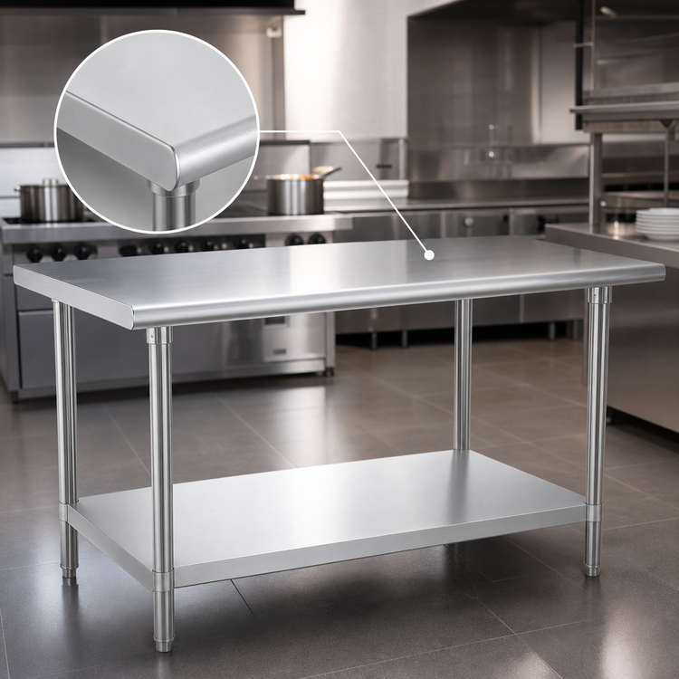 Product image #3 for 72 Inch x 36 Inch Stainless Steel Reinforced Top Work Table with Adjustable Undershelf