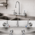 Thumbnail image #3 for Wall Mount Commercial Faucet with 8 Inch Adjustable Centers, 6 Inch Swivel Gooseneck Spout, and 0.35 GPM Spray Device