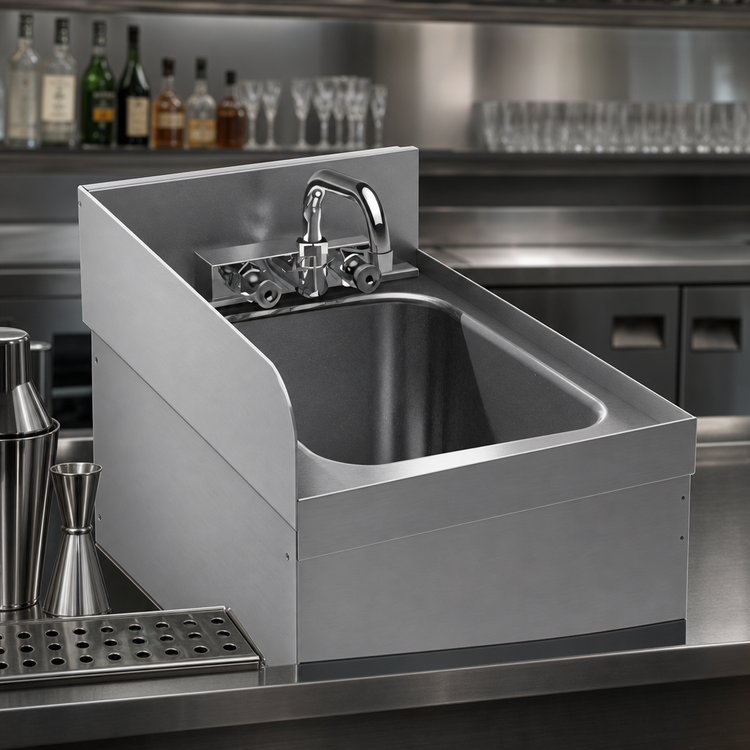 Product image #3 for Advance Tabco Left Riveted Side Splash for 18-Inch Deep Underbar Units
