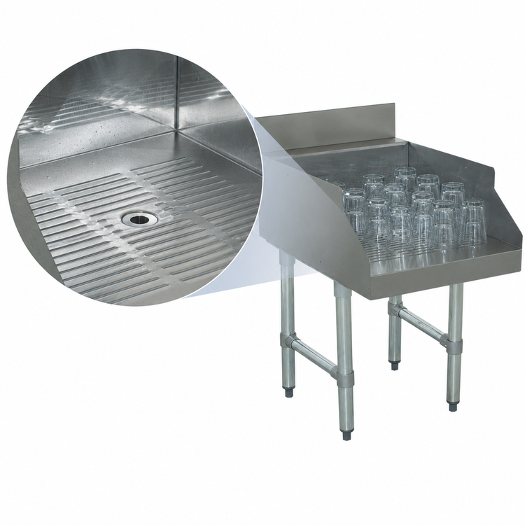 Product image #3 for Advance Tabco Underbar Basics Freestanding Recessed Stainless Steel Drainboard for Glass Storage