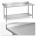 Thumbnail image #3 for Duke 120 Inch x 36 Inch 16-Gauge 400 Series Stainless Steel Work Table with 1-1/8 Inch Straight Riser and Galvanized Undershelf
