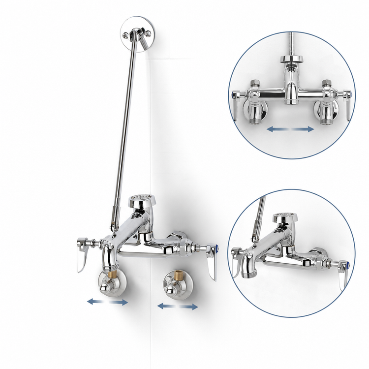 Product image #3 for T&S Brass Adjustable Wall-Mount Service Sink Faucet with Vacuum Breaker Nozzle and Pail Hook, Polished Chrome Plated