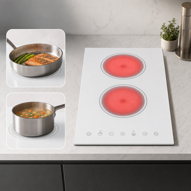 Product image #3 for Summit Commercial 2-Burner Built-In Radiant Electric Cooktop with White Ceramic Glass Surface