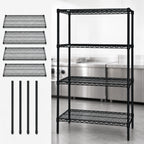 Thumbnail image #3 for Quantum WR74-1460BK Stationary Wire Shelving Starter Kit, 60"W x 14"D x 74"H, 4 Shelves, Black Epoxy Finish