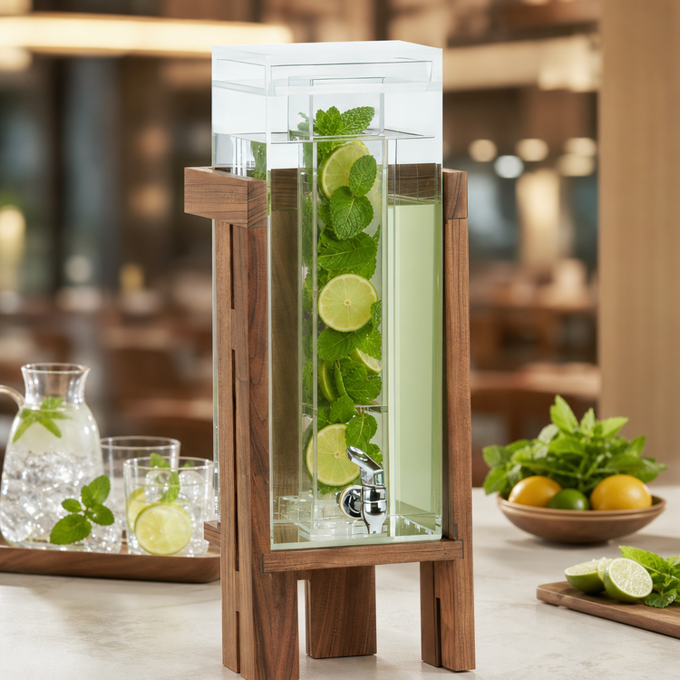 Product image #3 for Sydney Acrylic Beverage Dispenser with Infusion Chamber, 3 Gallon, Walnut