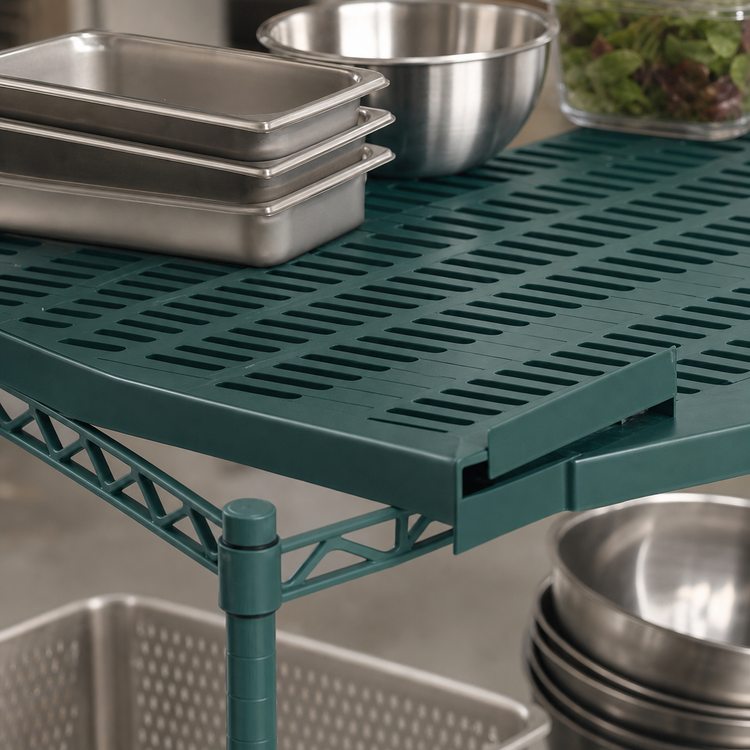 Product image #3 for QuadPlus 24 Inch x 24 Inch Louvered Green Polymer Shelf Mat with Quad-Adjust Frame