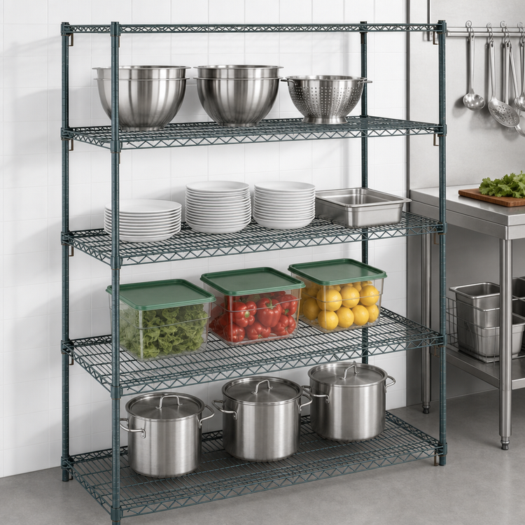 Product image #4 for Metro Super Erecta Super Adjustable Stationary Starter Wire Shelving Unit, 48"W x 21"D x 63"H, 4 Shelves, Metroseal 3 Green Epoxy