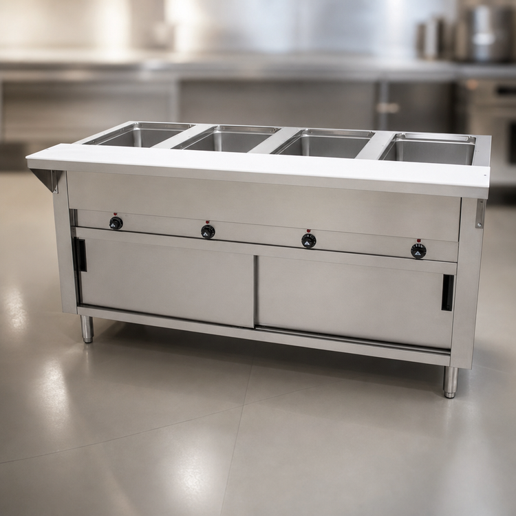 Product image #3 for Advance Tabco Triumph Supreme 240V Electric Hot Food Table with 4 Open Wells and Enclosed Base