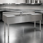 Thumbnail image #3 for Eagle Group 2200 Series B5C-22-3VP Three-Compartment Underbar Sink with Left & Right Drainboards, 304 Stainless Steel, 60" W x 24" D Case of 3