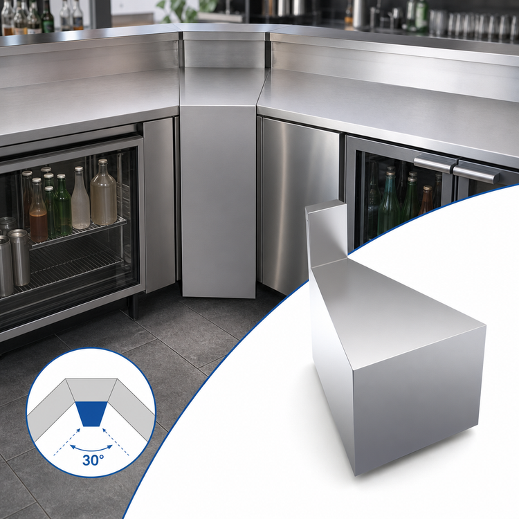 Product image #3 for Krowne Royal Series 30° Front Corner Underbar Angle Filler, 19-Inch Deep, Stainless Steel