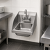 Thumbnail image #3 for Space Saver Wall-Mount 304 Stainless Steel Hand Sink with Gooseneck Faucet, Side Splashes and Basket Drain, 13 x 19 Inch