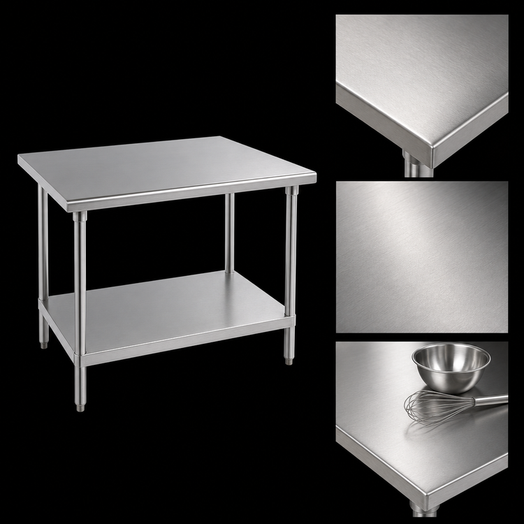 Product image #3 for Advance Tabco AG-300 30 Inch x 30 Inch Square Flat Top Stainless Steel Work Table with Adjustable Undershelf and Galvanized Base