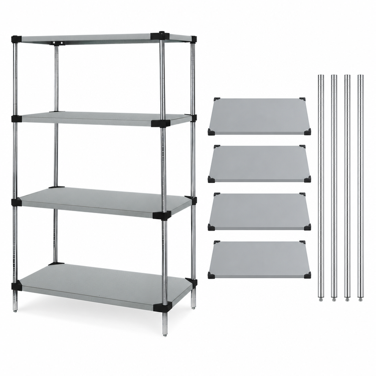 Product image #3 for Quantum 60"W x 18"D x 86"H Solid Stainless Steel Shelving Starter Kit with 4 Shelves
