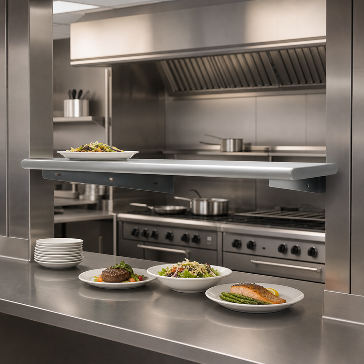 Product image #3 for Advance Tabco 108"W x 24"D Stainless Steel Pass-Thru Shelf with Cantilever Brackets