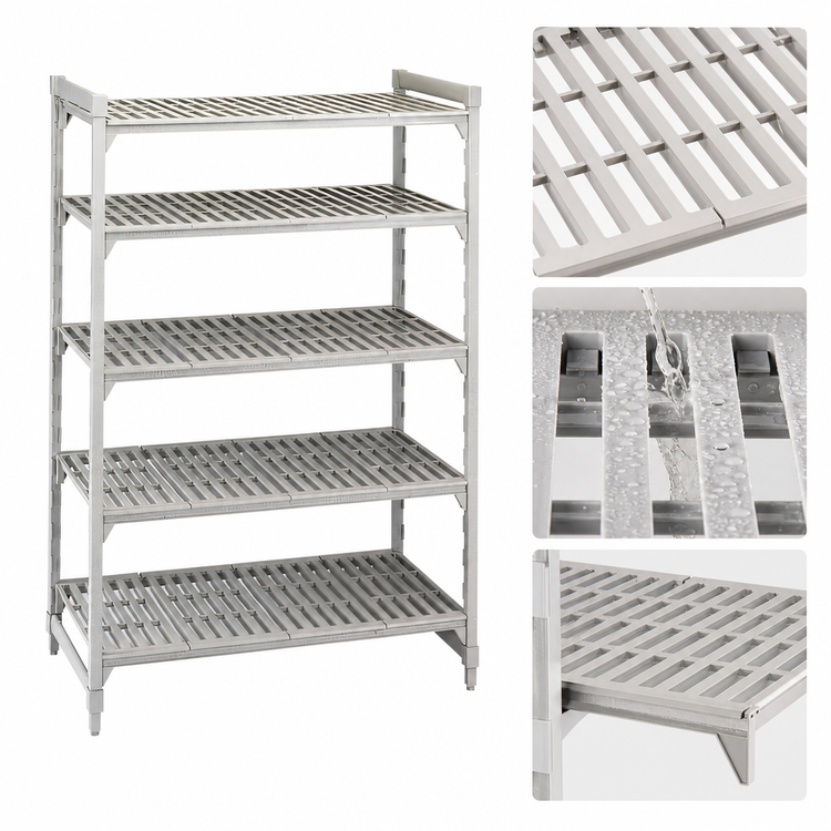 Product image #4 for Cambro Camshelving Premium 18 x 42 x 84-Inch 5-Tier Vented Polymer Shelving Starter Unit