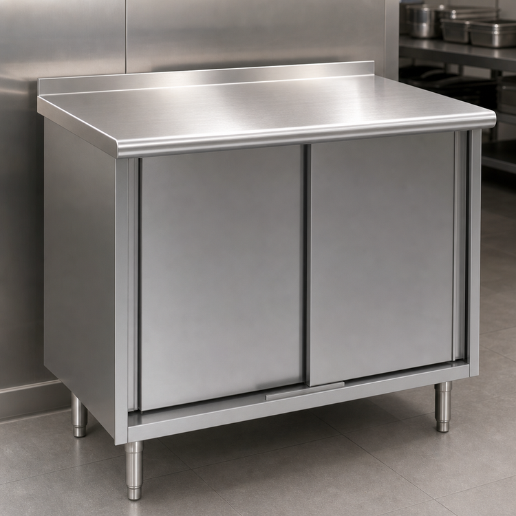 Product image #3 for Spec-Master Stainless Steel Enclosed Work Table with Sliding Doors, 72 x 30 Inches