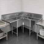 Thumbnail image #3 for John Boos Pro-Bowl 3PBCS18-2D30 3-Compartment Corner Sink with Dual 30-Inch Drainboards, 16-Gauge 300-Series Stainless Steel