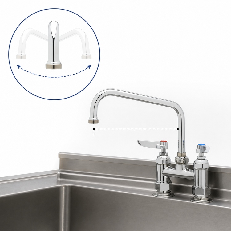 Product image #3 for T&S Brass B-0227 Deck Mount Mixing Faucet with 8-Inch Swing Nozzle, 4-Inch Centers