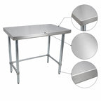 Thumbnail image #3 for BK Resources CVTOB-7230 72-Inch x 30-Inch 16-Gauge 304 Stainless Steel Flat Top Open Base Work Table