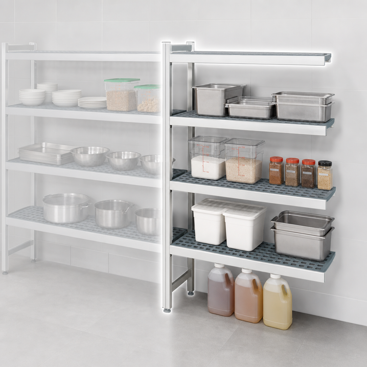 Product image #3 for Fermostock 4-Tier Polymer Shelving Unit Expansion Kit, 42W x 14D x 66H, Gray