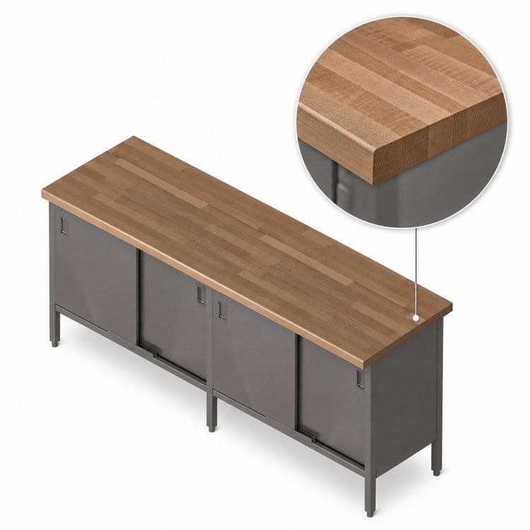 Product image #3 for John Boos EBSW7-2496 96-Inch x 24-Inch Wood Top Enclosed Base Work Table with Sliding Doors